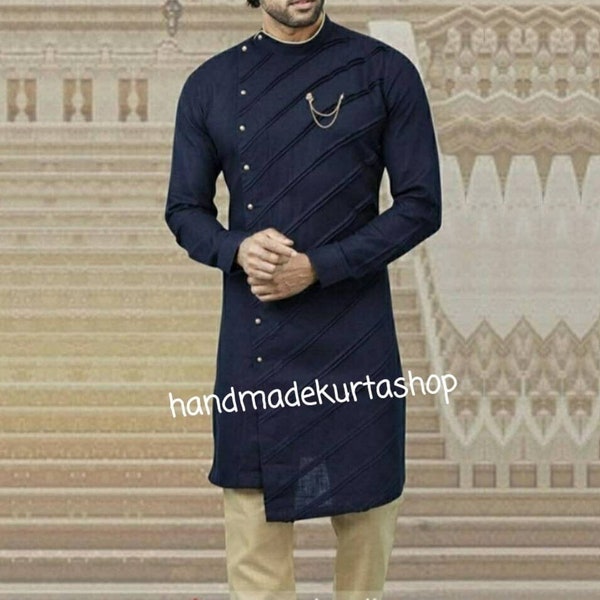 Kurta de créateur pour hommes, Kurta fait main, Kurta traditionnel, Kurta unique, Kurta pour tenues de fête, Ensemble 2 pes Ensemble de pyjama Kurta, bonne et meilleure qualité,