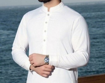 Mens Cotton Kurta: White Indian Wedding Shirt Only for kurta