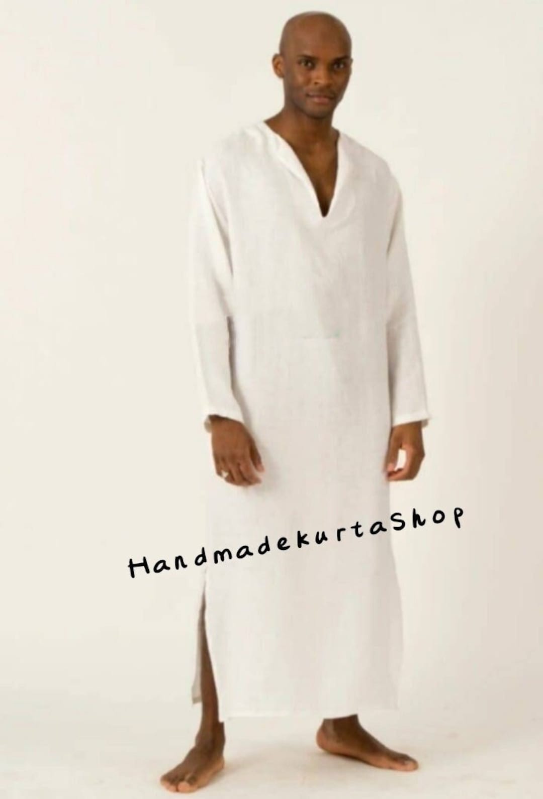 Indian Robe Men Handmade White Cotton Kaftan Robe: Long Unisex Indian Menswear - Etsy