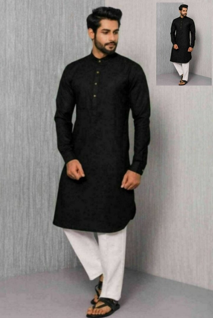 Black kurta waistcoat best sale