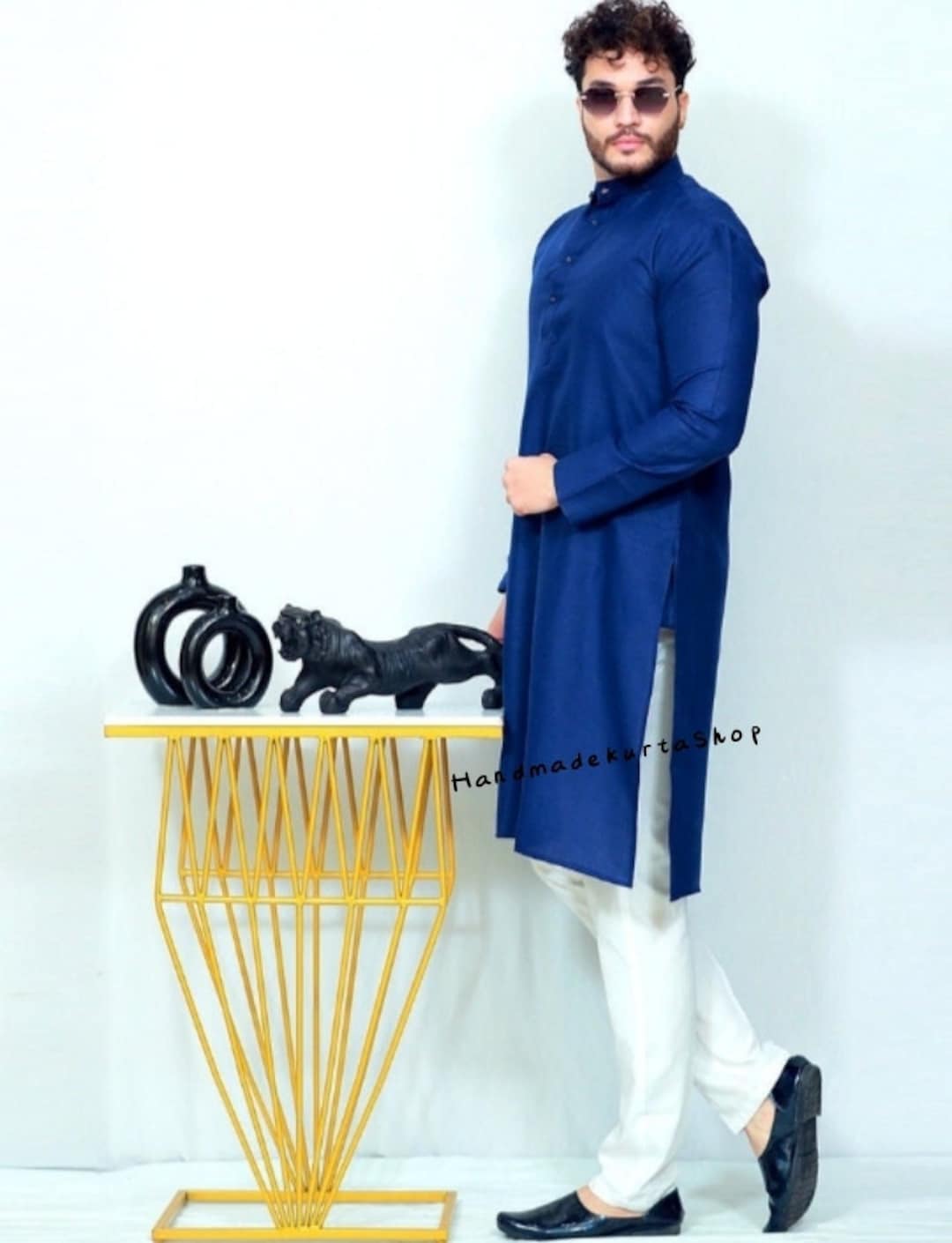 Kurta for Men Royal Blue Kurta and White Pajama Set 100 cotton Wedding Kurta Man Outfit Solid Kurta Pajama Good and Best Quality Etsy Canada