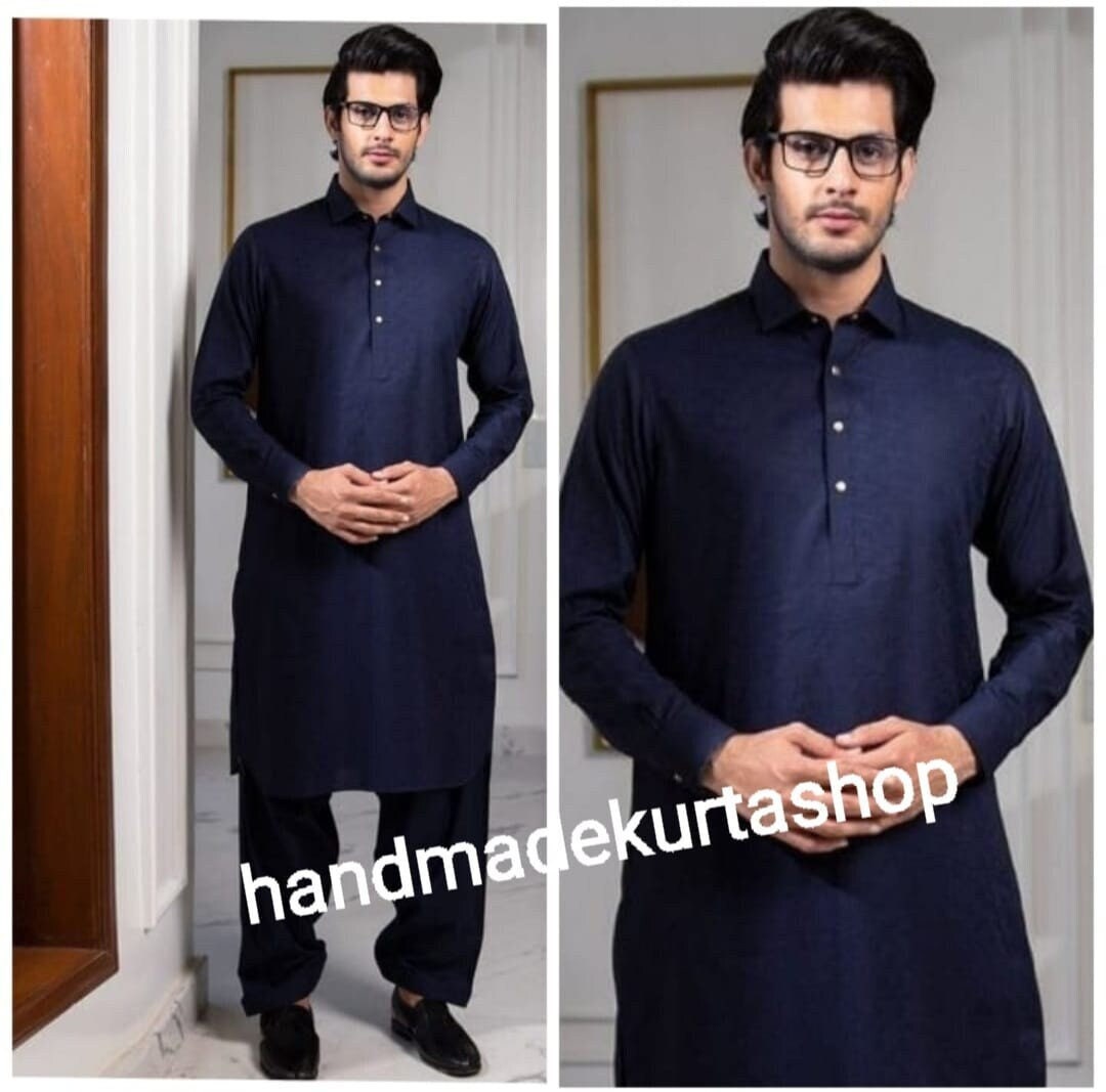 Mens Kurta, Ethnic Wear Pathani Suite, Handmade Salwar Kameez