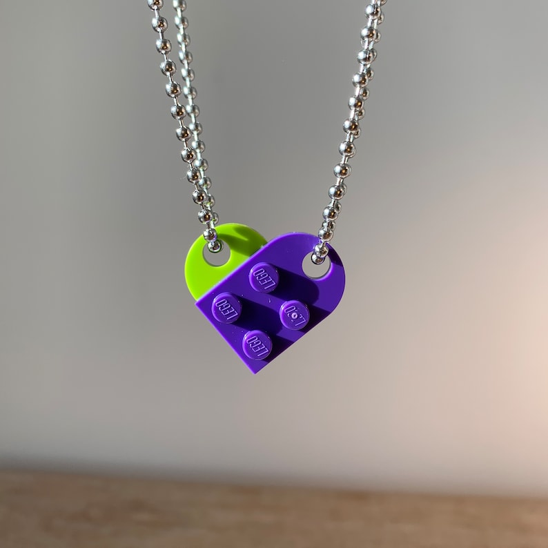 Heart Necklace Set Made with Authentic LEGO® Bricks Matching Friendship or Couples Necklaces Gift, Valentines Day image 5