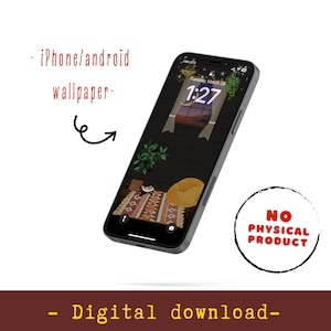 Android iphone wallpaper Minimalist aesthetic cozy room cartoon iphone/tablet wallpaper backgrounds instant digital download aesthetic