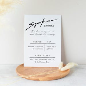 Signature drink wedding, wedding bar signature drink, wedding signature drinks sign, signature drink template, Bar Menu, tabletop drink sign