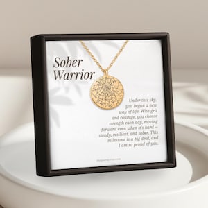 Personalized Sobriety Necklace for Women, Sober Anniversary Star Map Gift , AA NA Recovery Milestone Jewelry
