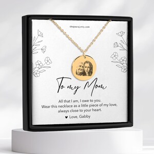Personalized Photo Necklace, Custom Engraved Jewelry, Mother's Day Gift, Mom Birthday Present, Message Card Jewelry