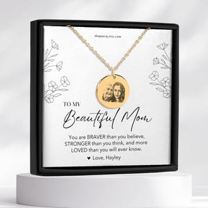 Strong Woman Necklace for Mothers, Personalized Photo Engraved Pendant, Starting Over Gift for Mom
