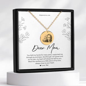 Personalized Mom & Daughter Photo Necklace, Custom Dainty Necklace, Mom Birthday, Mother's Day Necklace with Message Card