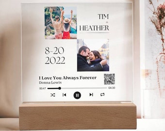 Custom Song Plaque with Photos, Valentine's Day Gift, Couple Anniversary Gift, Wedding Engagement Gift