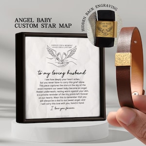 Angel Baby Star Map Bracelet for Men, Miscarriage Gift for Husband, Footprint Jewelry for Dad, Pregnancy Loss Keepsake