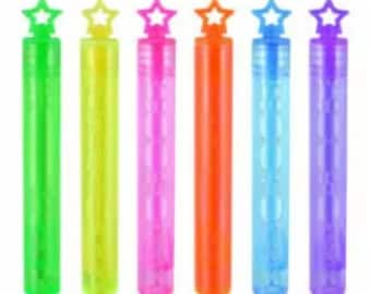 6 - 100 neon star bubble tubes boys girls party bag loot favours teacher reward