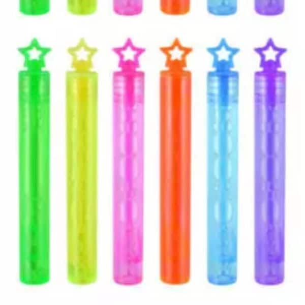 6 - 100 neon star bubble tubes boys girls party bag loot favours teacher reward