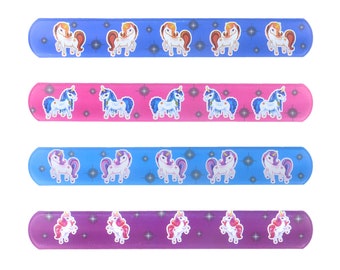 2 -100 unicorn snap band bracelet kids party bag fillers gift toy teacher reward
