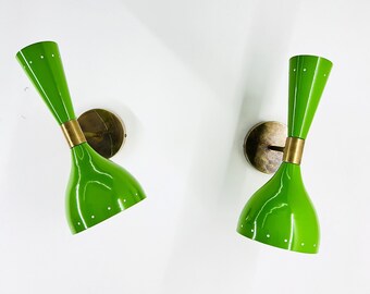 Vintage Italian Diabolo Wall Sconce – Mid Century Brass Light Fixture