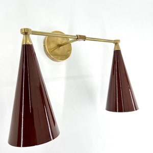 Handcrafted Raw Brass Double Sconce Mid Century Style Wall Sconce Brass Light