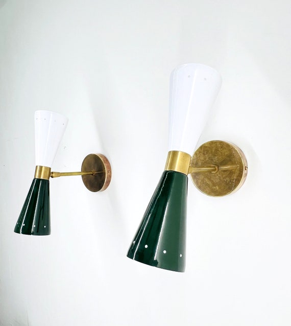 Mid-Century Modern Brass Wall Sconce,...