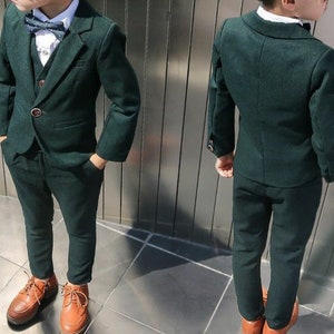 GREEN 3 PIECE SUIT- Elegant Green Suit - Suit For Kid - Kid's Wedding Dress- Formal Fashion Suit- Toddler Dress - Toddler Wedding Suit