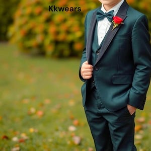 Green Tuxedo Suit - Boy&#39;s Clothing - Dresses For Kid - Little Groomsmen Suit - Page Boy Dress - Toddler Suit - Green Two Piece Suit - Gifts