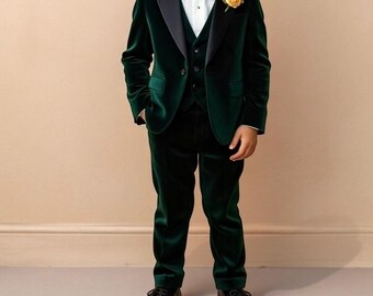 Ring Bearer Suit - Page Boy Suit - Kid Tuxedo Suit - Toddler Suit - Boy's Clothing - Party Wear Suit - Green Three Piece - Kid Wedding Suit