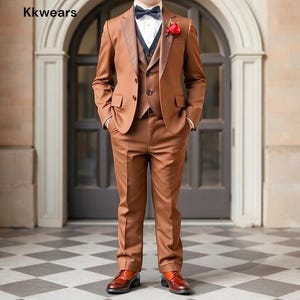 Kid Brown Suit - Brown Tuxedo Suit - Elegant Brown Suit - Boy&#39;s Clothing - Dress For Toddler - Toddler Suit - Kid Formal Suit - Suit For Kid