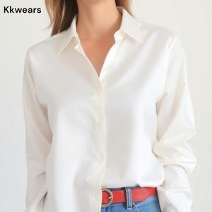 Off White Silk Shirt - Women Silk Shirt - Shirt For Women - Party Wear Shirt - Satin Blouse - Silk Blouse For Women - Gift For Daughter