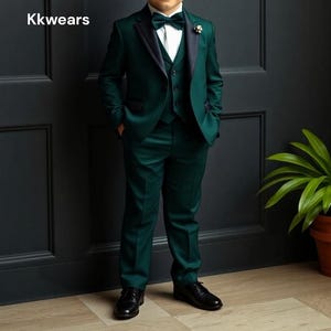Suit For Boy - Green Tuxedo Suit - Little Groomsmen Suit - Ring Bearer Suit - Dress For Toddler - Green Tuxedo Suit - baby Boys Tuxedo Suit