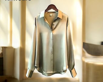 Silk Shirt For Women,satin shirt for women,gift for daughter,women office wear,party wear shirt,club/disco shirt,over sized shirt,silk shirt