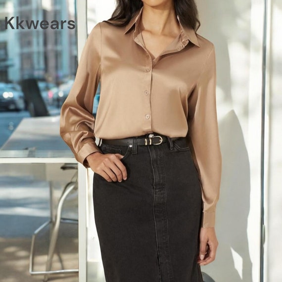Silk dress shirts womens hotsell
