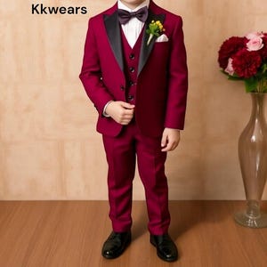 Maroon Kid Tuxedo - Maroon Toddler Suit - Wedding Wear Suit - Tuxedo Suit For Kid - Boy&#39;s Wedding Suit - Gift For Little Groomsmen