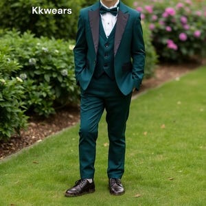 Green Tuxedo Suit - Green Three Piece - Suit For Kid - Toddler Suit - Toddler Wedding Wear - Kid Wedding Suit - Boy Wedding Dress