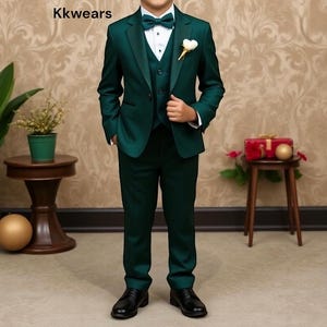 Kid&#39;s Wedding Wear - kid&#39;s Clothing - Toddler Green Suit - Green Tuxedo Suit - Suit For Boy - Page Boy Suit - Kid Suit - Kid Three Piece