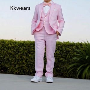 Eleganter Kinderanzug - Rosa Tuxedo-Anzug - Anzug für Kind - Geschenk für Sohn - Hochzeitsanzug - Kinderkleidung - Kleinkindanzug - Ringträgeranzug