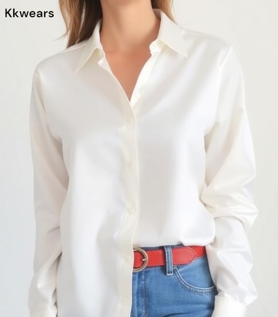 Chemise en soie blanc cassé Chemise en soie pour femme Chemise