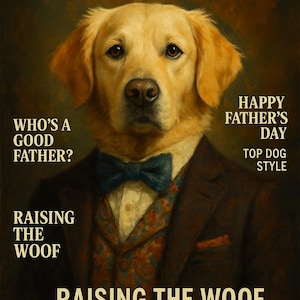 Custom Dog Portrait, Digital Pet Magazine Cover, Personalized Dog Wall Art, Dog Dad Gift, Pet Lover Gift