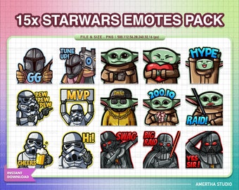 15x Starwars Twitch Emotes Pack | Kawaii Emotes | Cute Emotes | Twitch Emotes | Text Emote | Discord | Kawaii