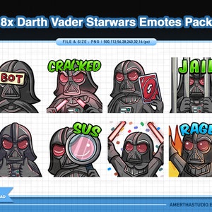 8x Darth Vader Starwars Twitch Emotes Pack / Kawaii Emotes / Cute Emotes / Twitch Emotes / Texto Emote / Discord / Kawaii