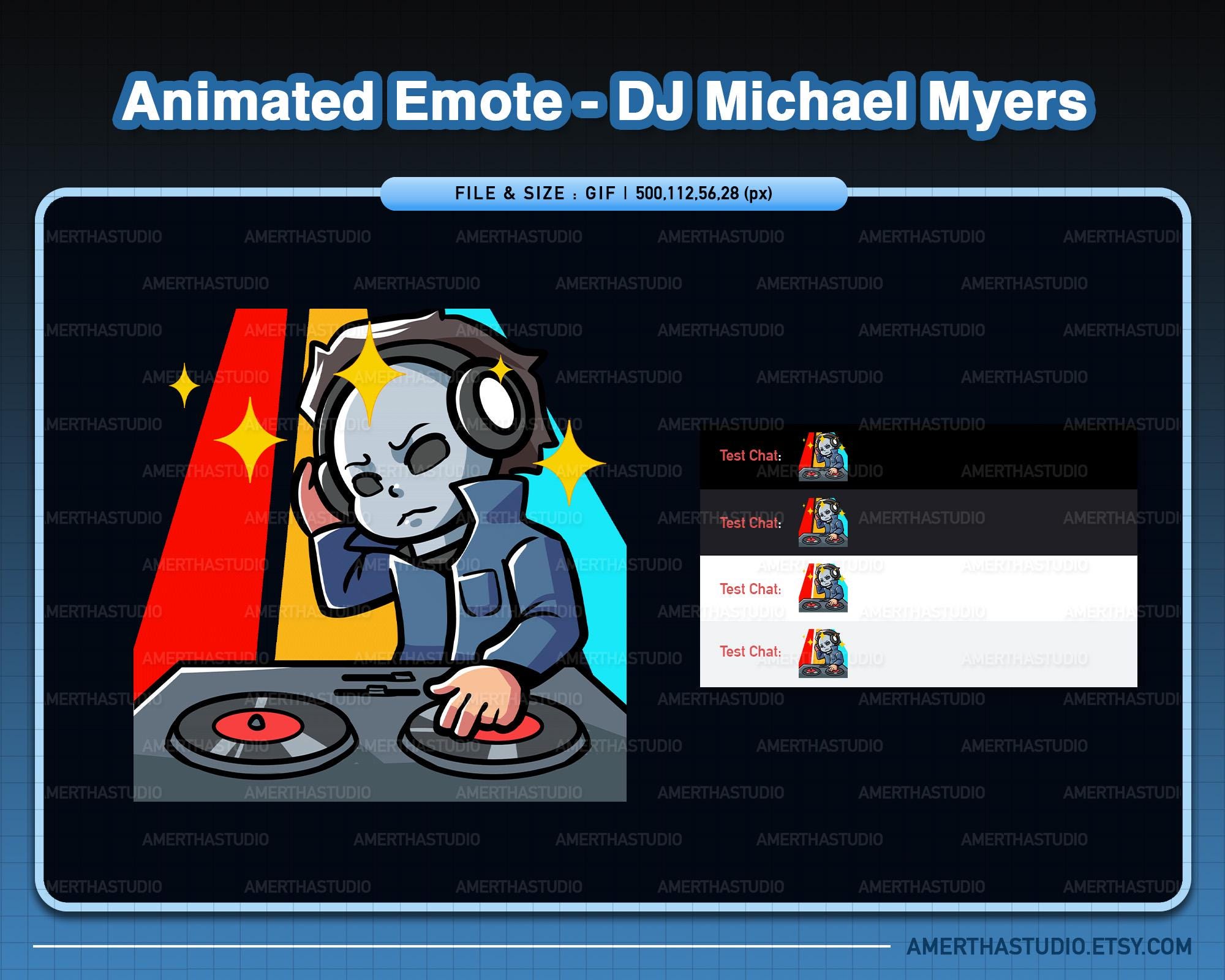 Gestos animados DJ Michael Myers / Gesto de Twitch / Gesto de Streamer / Gestos de Discord / Gráficos de Twitch / Twitch animado / Gesto espeluznante