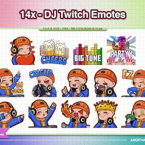 14x DJ Twitch Emotes | Twitch Emote | Streamer Emote | Discord Emotes | Twitch Graphics | Custom Emotes | Text Emotes | Dj Gang