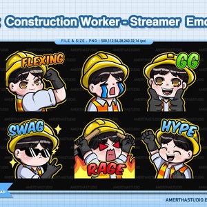 6x Construction Worker Twitch Emotes | Streamer Emote | Discord Emotes ...
