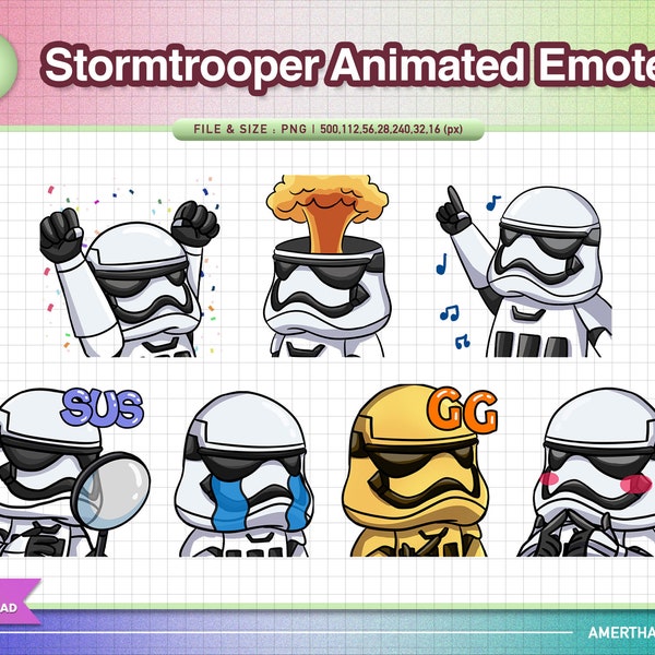 7x Stormtrooper Animated Emotes | Twitch Emote | Streamer Emote | Discord Emotes | Twitch Graphics | Animated Twitch | Starwars