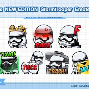 7x NUEVA EDICIÓN Stormtrooper Starwars Twitch Streamer Emotes / Youtube Emotes / Facebook Emotes / Text Emotes / Discord / Vtuber Emotes