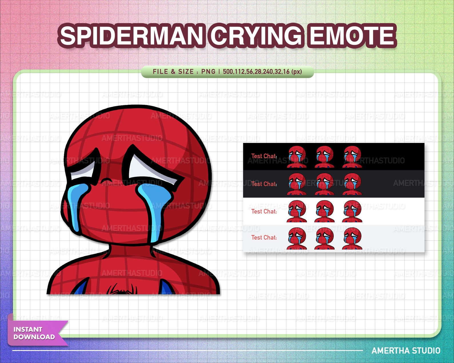 Crying Spooderman Spiderman Cute Twitch Emotes | Text Emotes | Spider Man Emotes ...