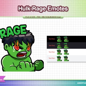 Hulk Rage Twitch Emotes / Emoticonos Kawaii / Emotes lindos / Emoticonos de Twitch / Emote de texto / Discordia / Kawaii