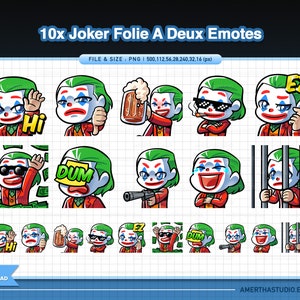 10x Joker Streamer Emotes Pack | Kawaii Emotes | Cute Emotes | Twitch Emotes | Text Emote | Discord | Halloween | Vtuber