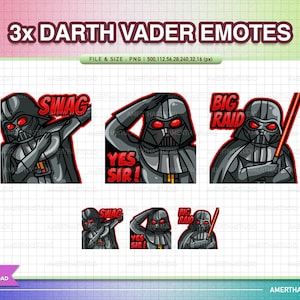 3x Darth Vader Starwars Twitch Emotes Pack / Emoticonos Kawaii / Emotes lindos / Emoticonos de Twitch / Emote de texto / Discordia / Kawaii