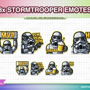 4x Stormtrooper Starwars Twitch Emotes Pack / Kawaii Emotes / Cute Emotes / Twitch Emotes / Text Emote / Discord / Kawaii