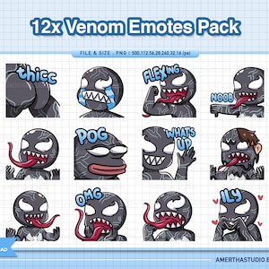 12x Venom Twitch Emotes | Streamer Emote | Discord Emotes | Youtube Emotes | Custom Emotes | Text Emotes | Vtube