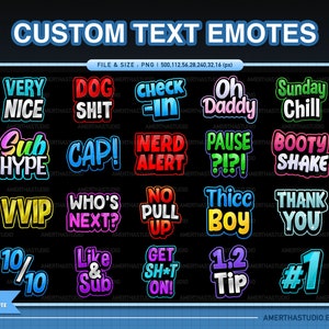 Custom Text Streamer Emotes | Twitch Emotes | Streamer Emotes | Twitch Graphics | Discord Emotes | Youtube Emotes | Facebook Emotes | Vtuber