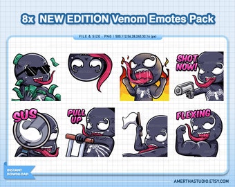 10x NEW EDITION Venom Twitch Emotes Pack | Kawaii Emotes | Facebook Emotes | Twitch Emotes | Text Emote | Discord | Vtuber | Youtube